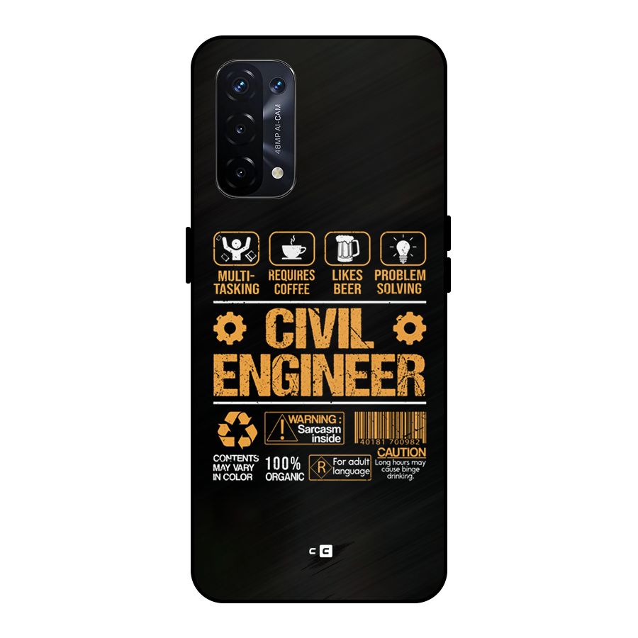 Civil Engineer Metal Back Case for Oppo A74 5G
