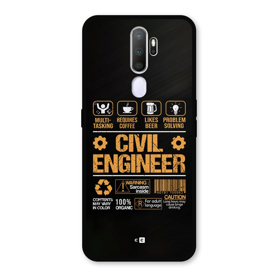 Civil Engineer Metal Back Case for Oppo A9 (2020)