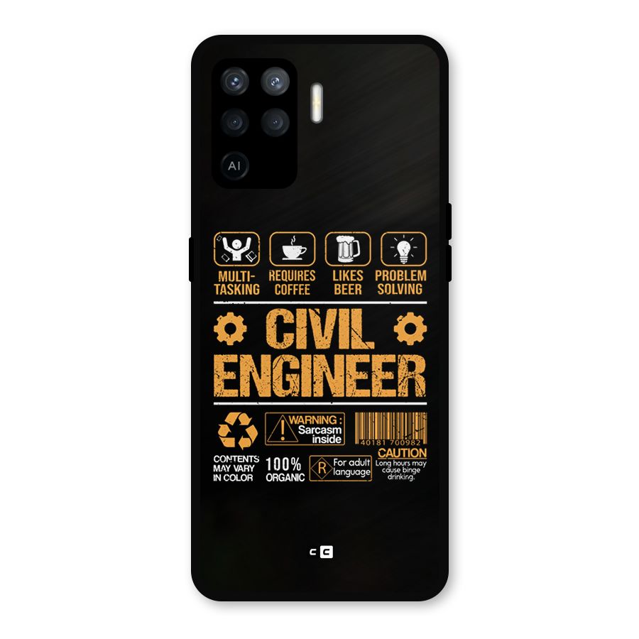 Civil Engineer Metal Back Case for Oppo F19 Pro