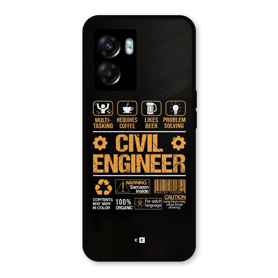 Civil Engineer Metal Back Case for Oppo K10 (5G)