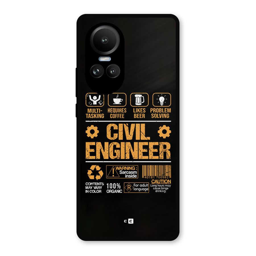 Civil Engineer Metal Back Case for Oppo Reno10 Pro