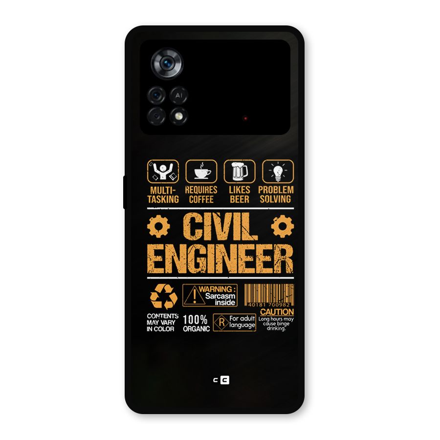 Civil Engineer Metal Back Case for Poco X4 Pro 5G