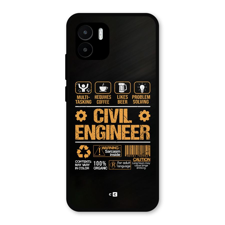 Civil Engineer Metal Back Case for Redmi A1
