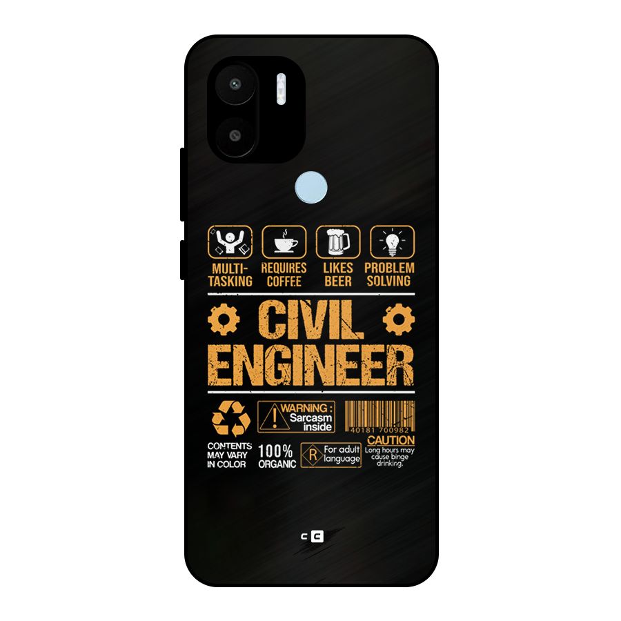 Civil Engineer Metal Back Case for Redmi A2 Plus