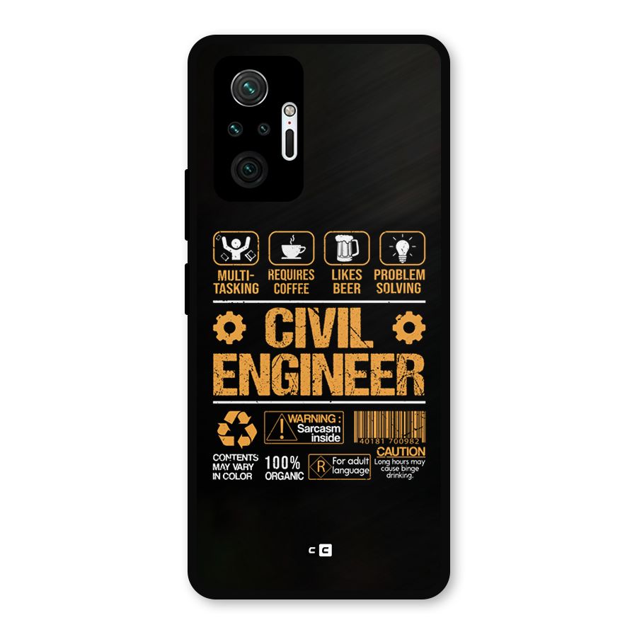 Civil Engineer Metal Back Case for Redmi Note 10 Pro Max