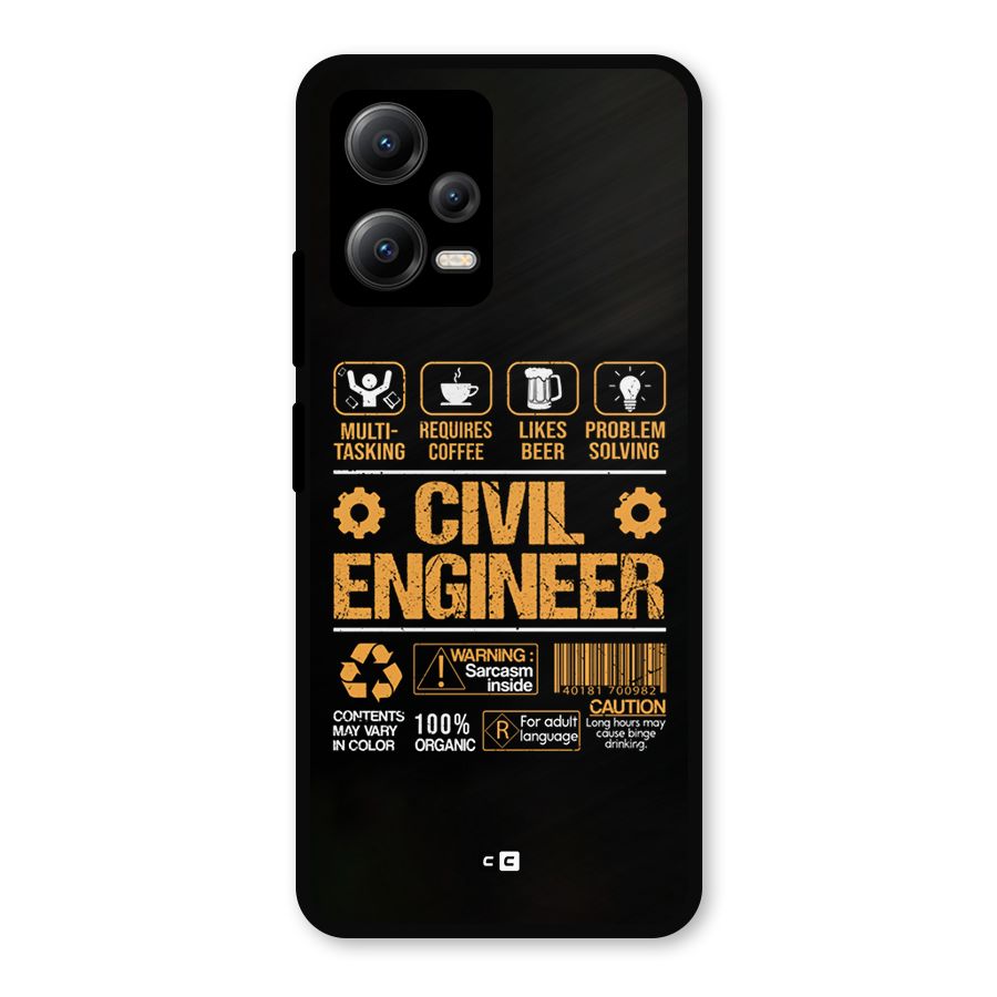 Civil Engineer Metal Back Case for Redmi Note 12 5G