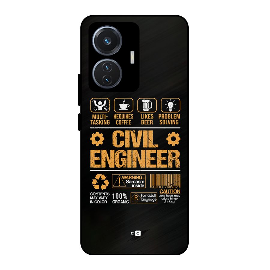 Civil Engineer Metal Back Case for Vivo T1 44W