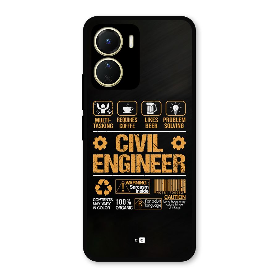 Civil Engineer Metal Back Case for Vivo T2x