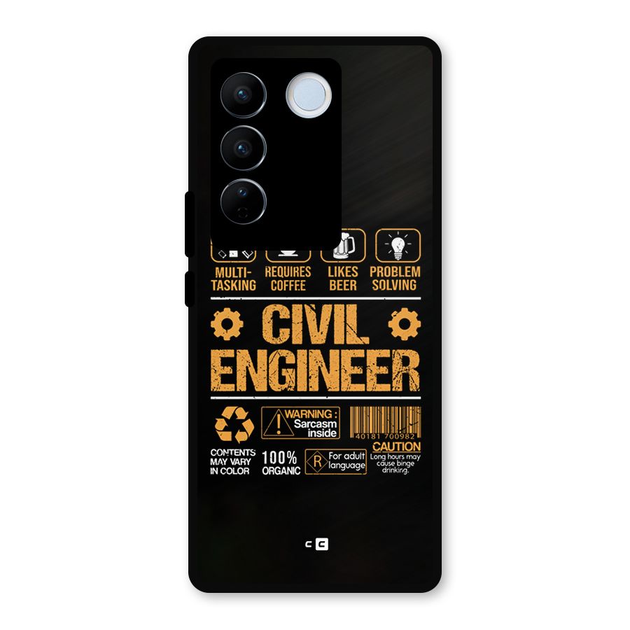 Civil Engineer Metal Back Case for Vivo V27