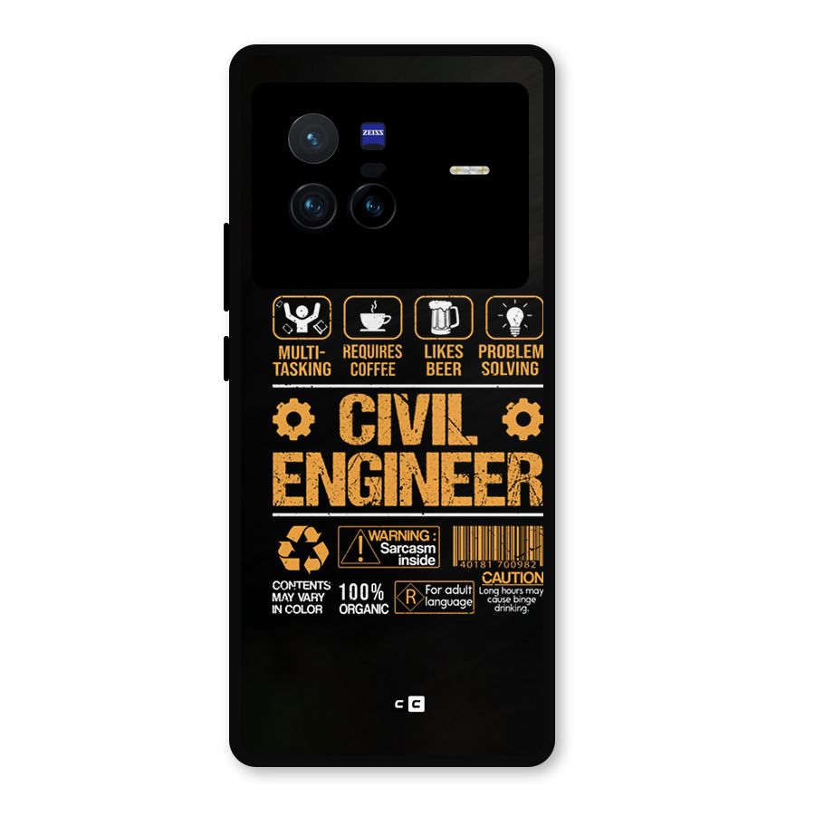 Civil Engineer Metal Back Case for Vivo X80