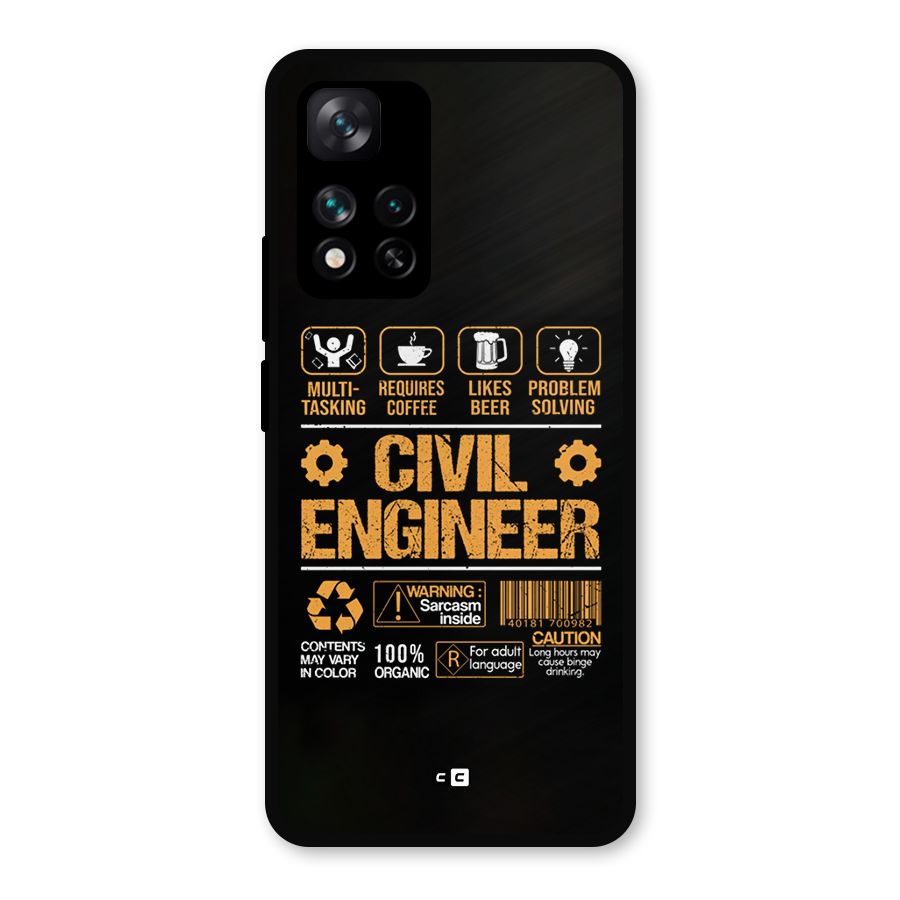 Civil Engineer Metal Back Case for Xiaomi 11i Hypercharge 5G