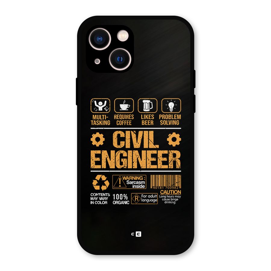 Civil Engineer Metal Back Case for iPhone 13