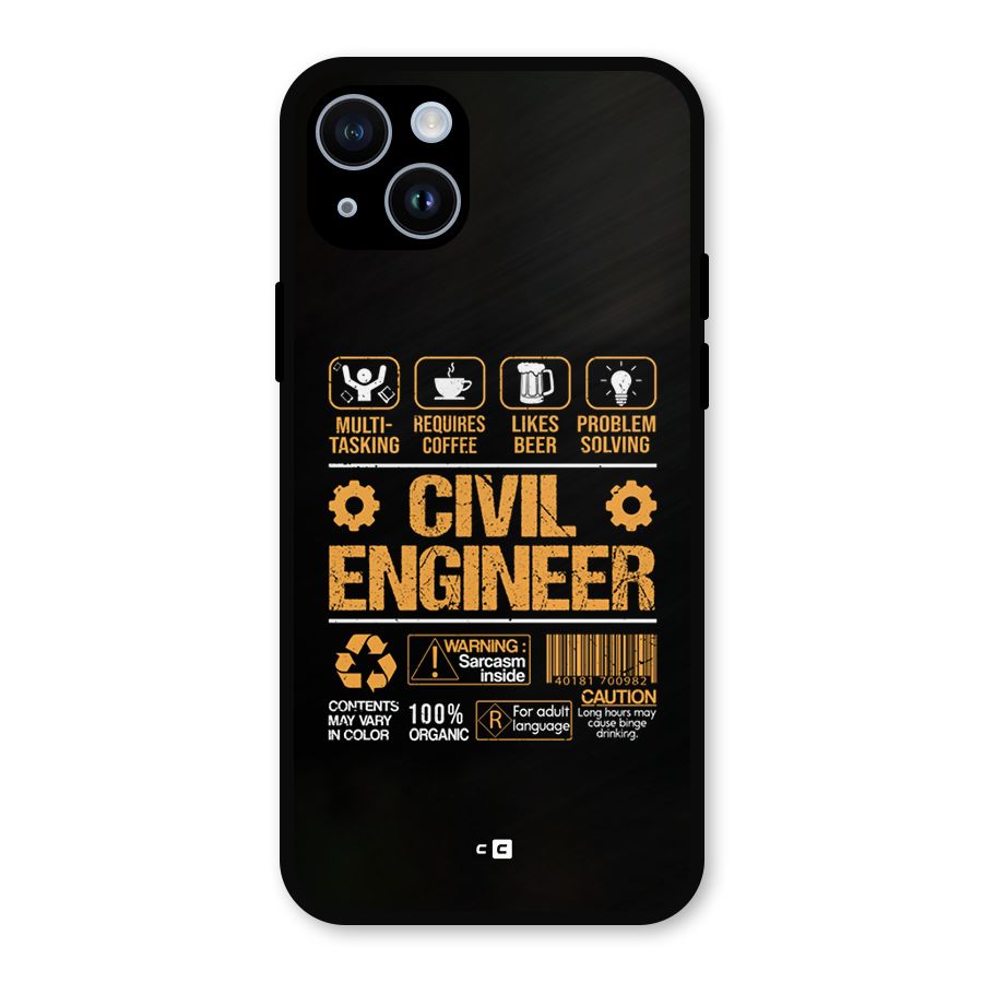 Civil Engineer Metal Back Case for iPhone 14