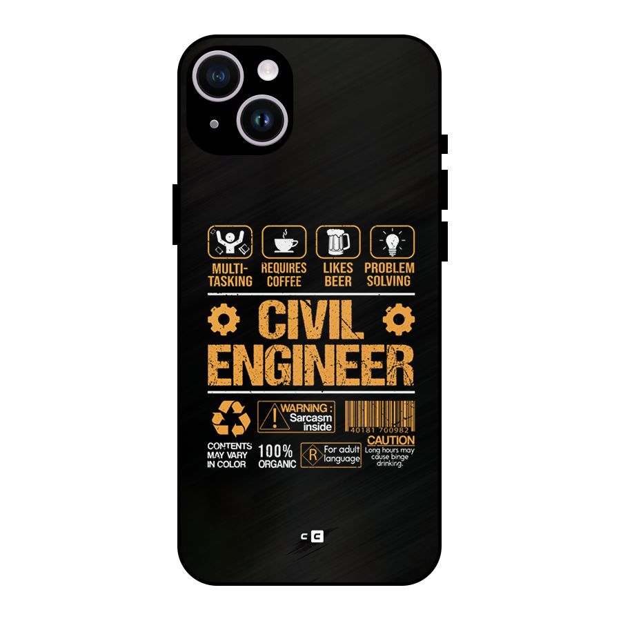 Civil Engineer Metal Back Case for iPhone 14 Plus