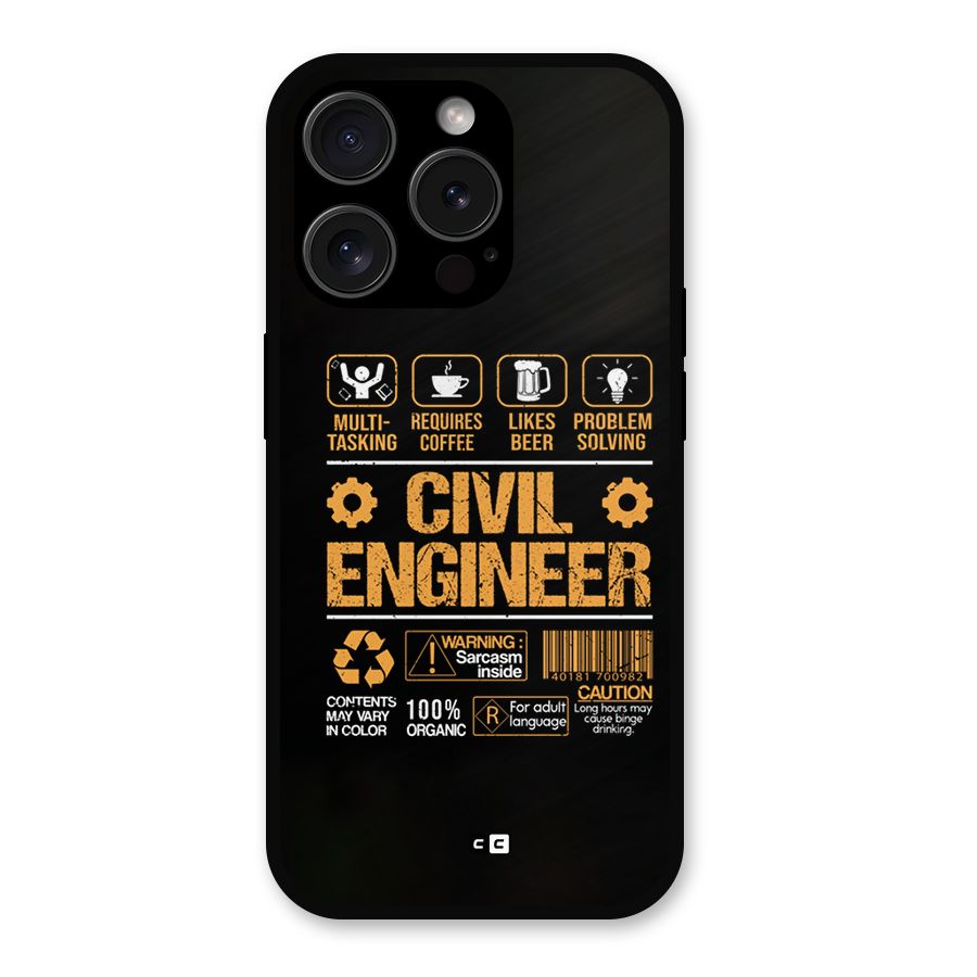 Civil Engineer Metal Back Case for iPhone 15 Pro