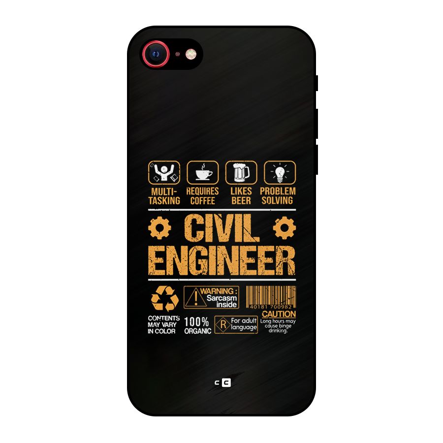 Civil Engineer Metal Back Case for iPhone 8