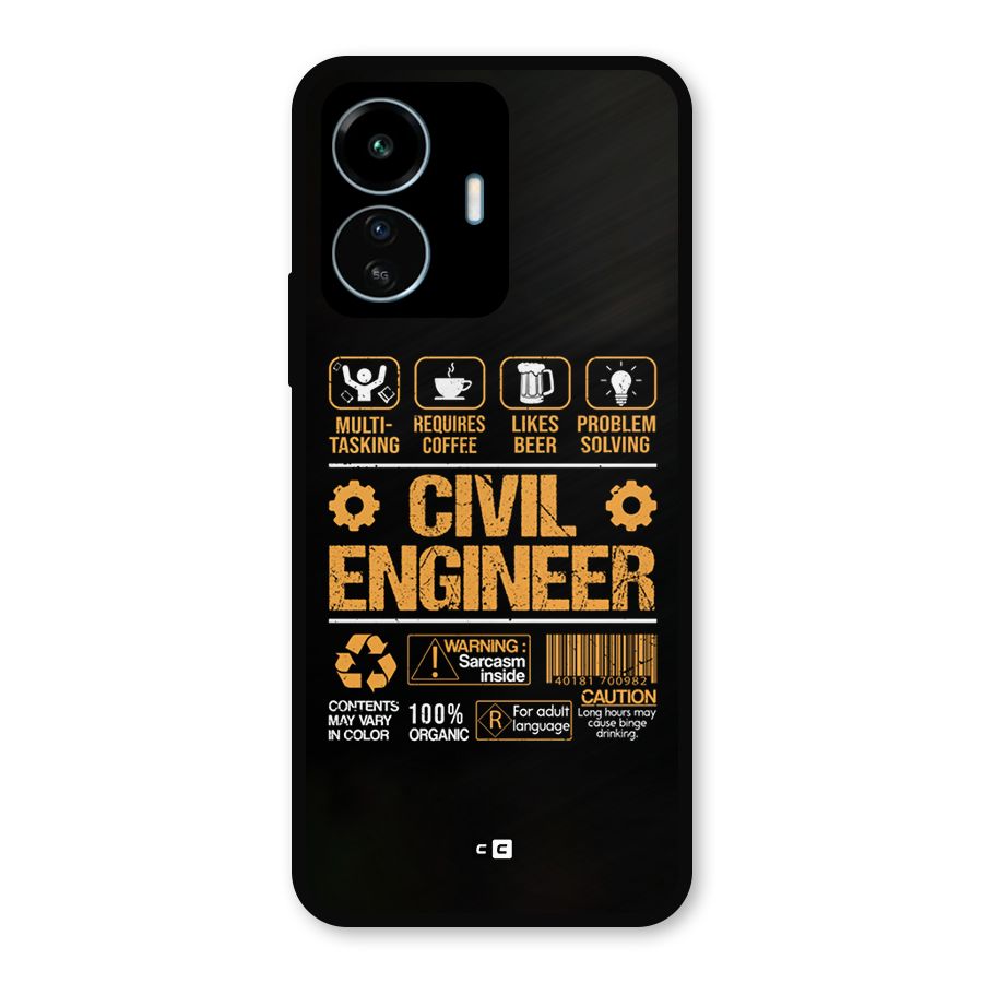 Civil Engineer Metal Back Case for vivo iQOO Z6 Lite 5G