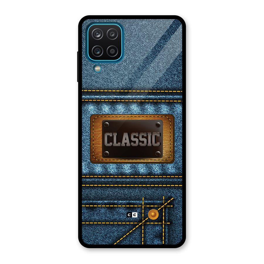 Classic Denim Glass Back Case for Galaxy A12