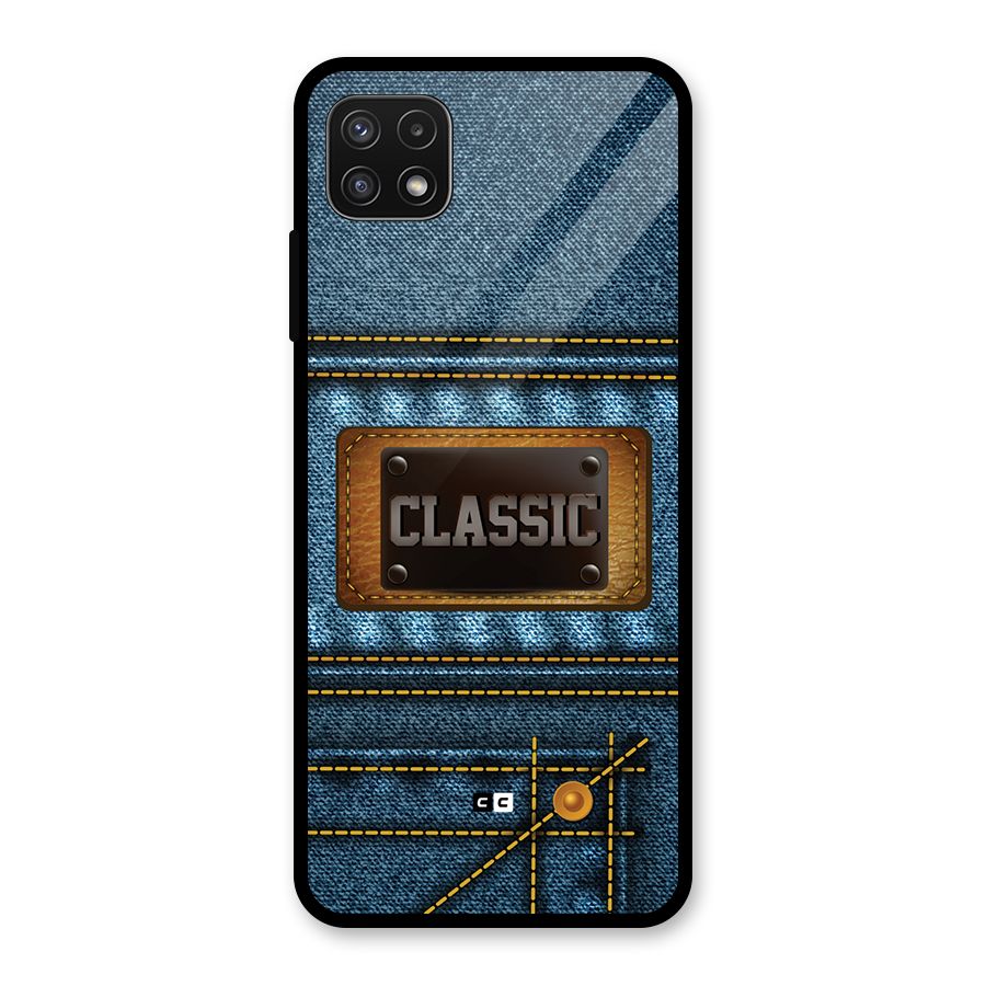 Classic Denim Glass Back Case for Galaxy A22 5G