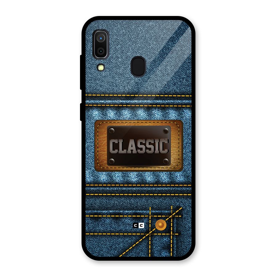Classic Denim Glass Back Case for Galaxy A30