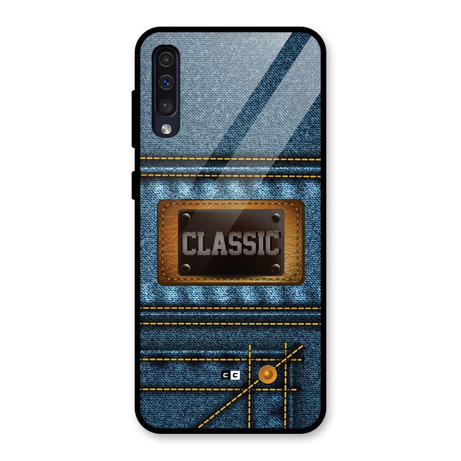 Classic Denim Glass Back Case for Galaxy A30s