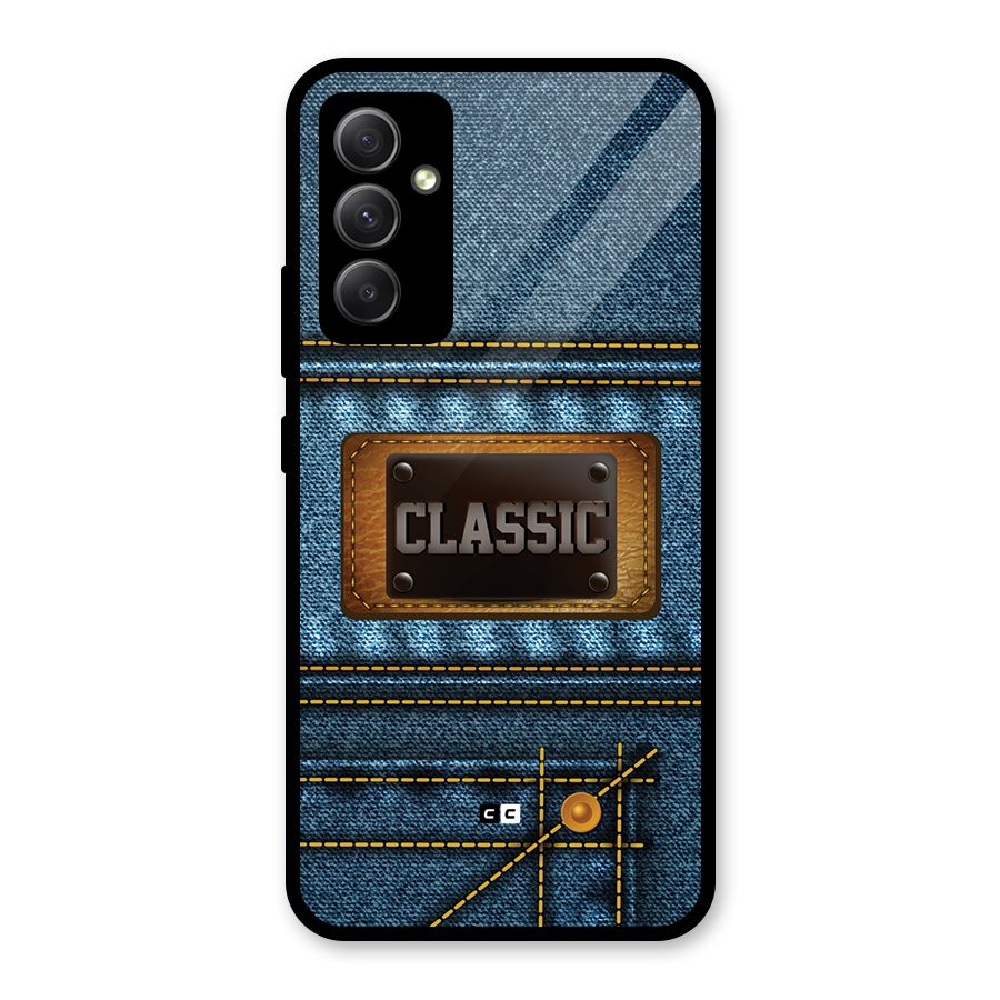 Classic Denim Glass Back Case for Galaxy A34