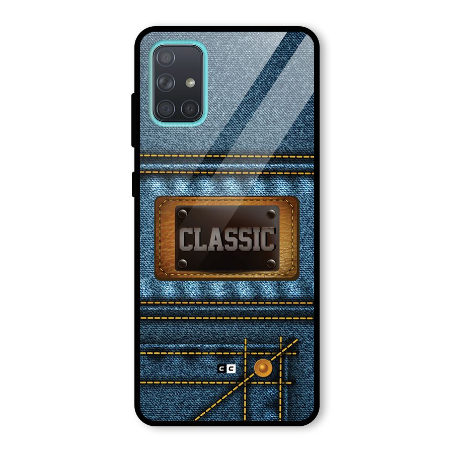 Classic Denim Glass Back Case for Galaxy A71