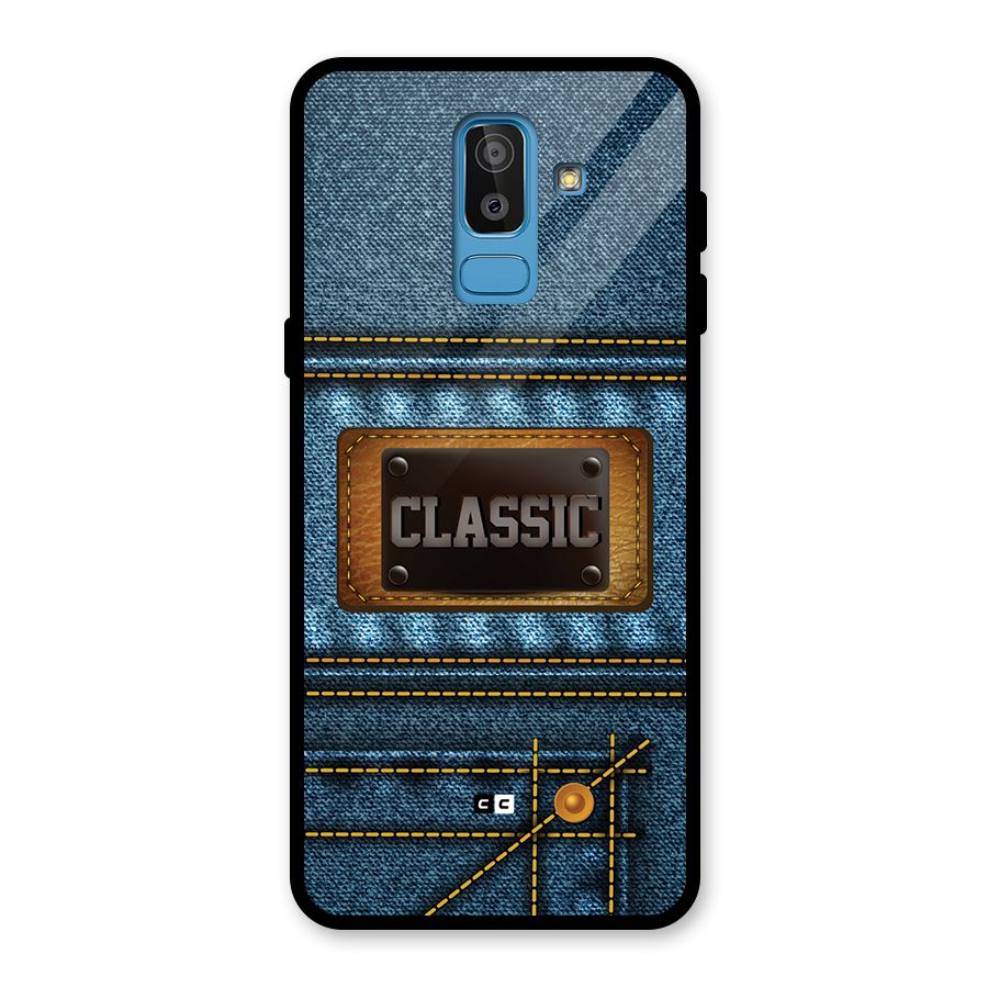 Classic Denim Glass Back Case for Galaxy J8