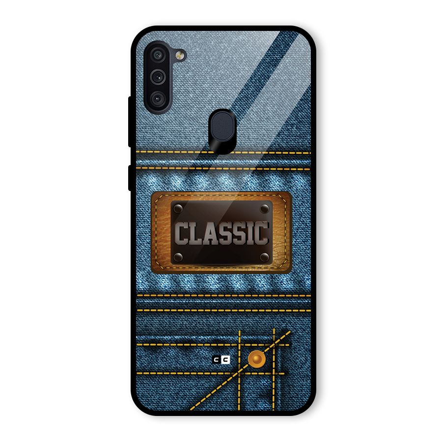 Classic Denim Glass Back Case for Galaxy M11