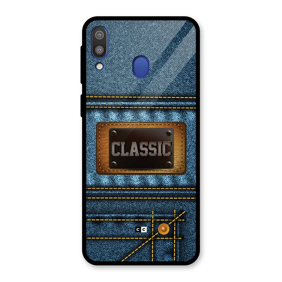Classic Denim Glass Back Case for Galaxy M20
