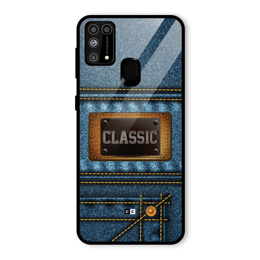 Classic Denim Glass Back Case for Galaxy M31