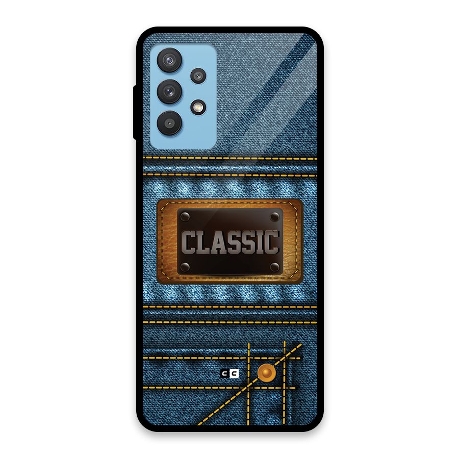 Classic Denim Glass Back Case for Galaxy M32 5G