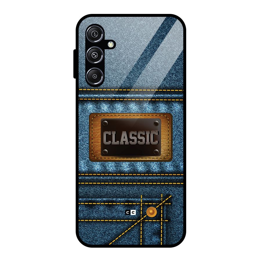 Classic Denim Glass Back Case for Galaxy M34 5G
