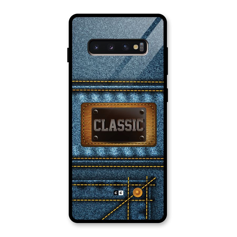 Classic Denim Glass Back Case for Galaxy S10 Plus