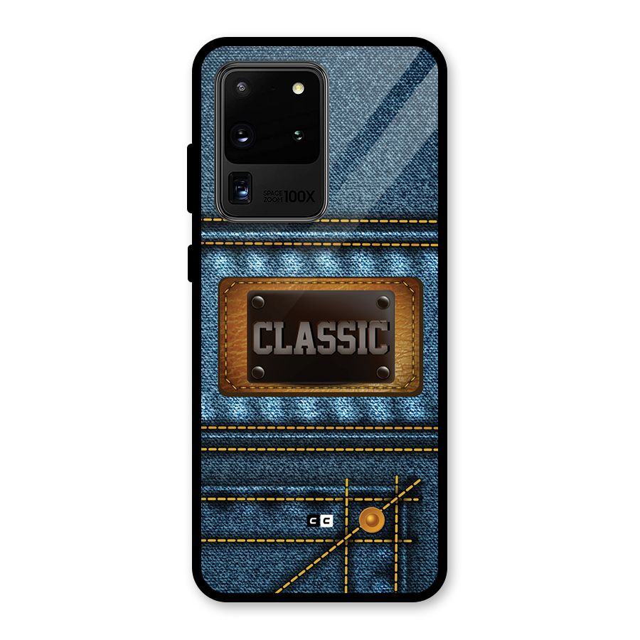 Classic Denim Glass Back Case for Galaxy S20 Ultra