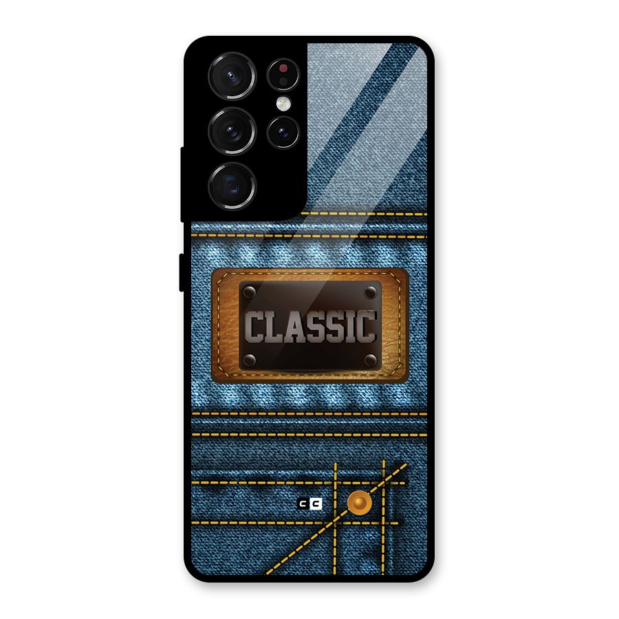 Classic Denim Glass Back Case for Galaxy S21 Ultra 5G