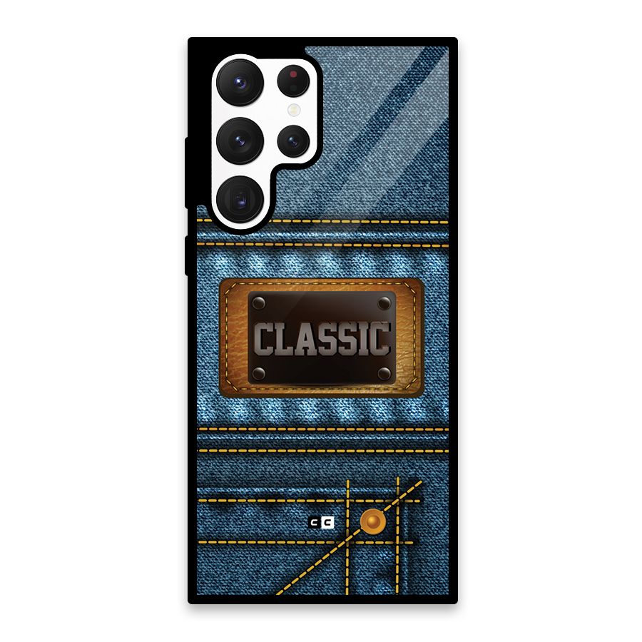 Classic Denim Glass Back Case for Galaxy S22 Ultra 5G