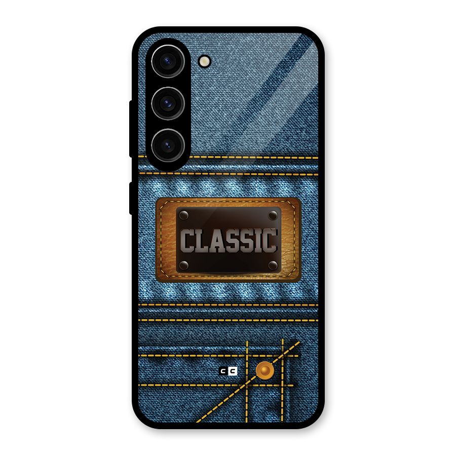 Classic Denim Glass Back Case for Galaxy S23