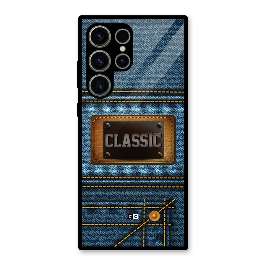 Classic Denim Glass Back Case for Galaxy S23 Ultra