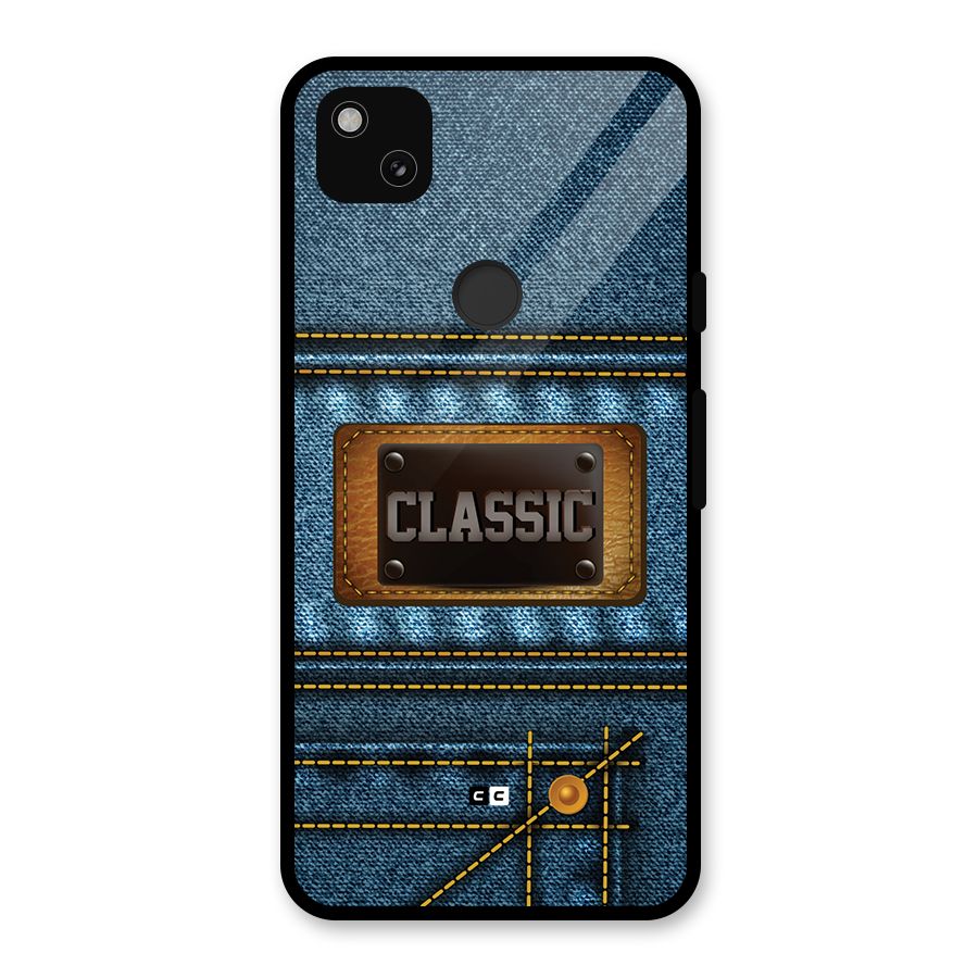 Classic Denim Glass Back Case for Google Pixel 4a