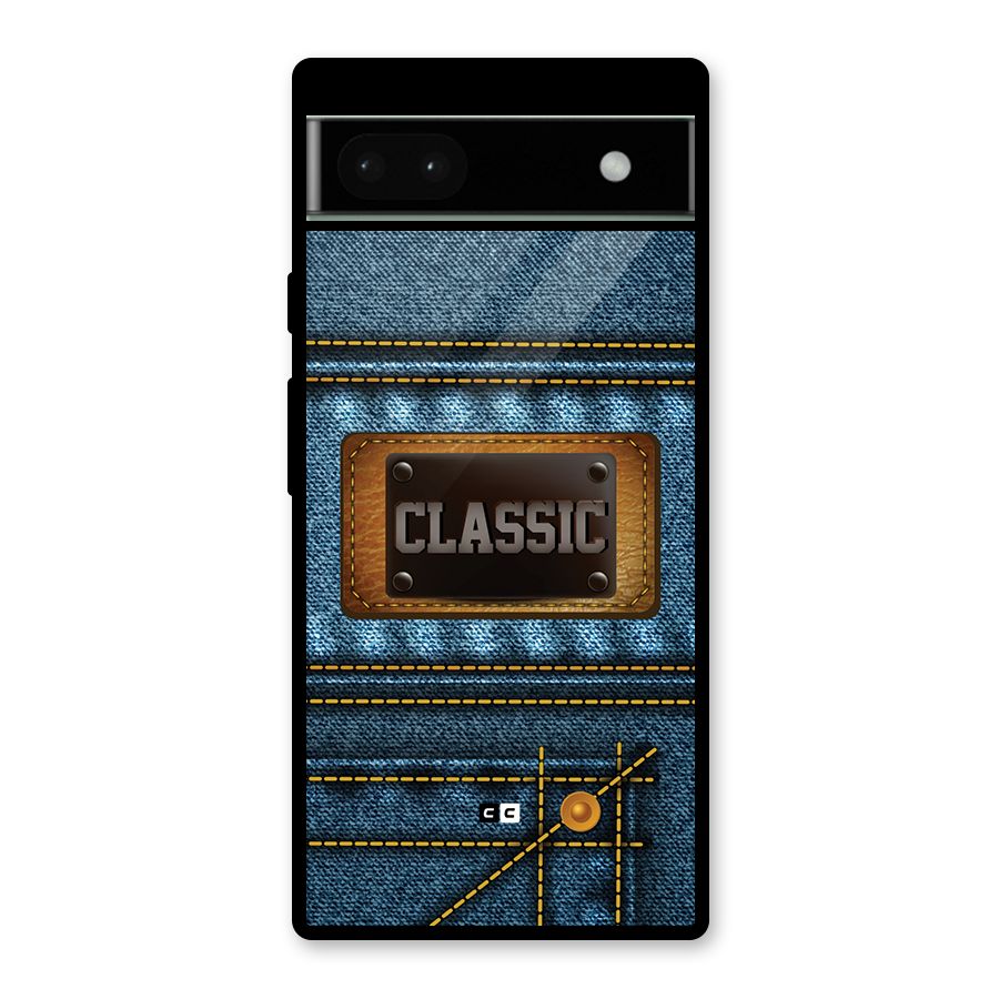 Classic Denim Glass Back Case for Google Pixel 6a