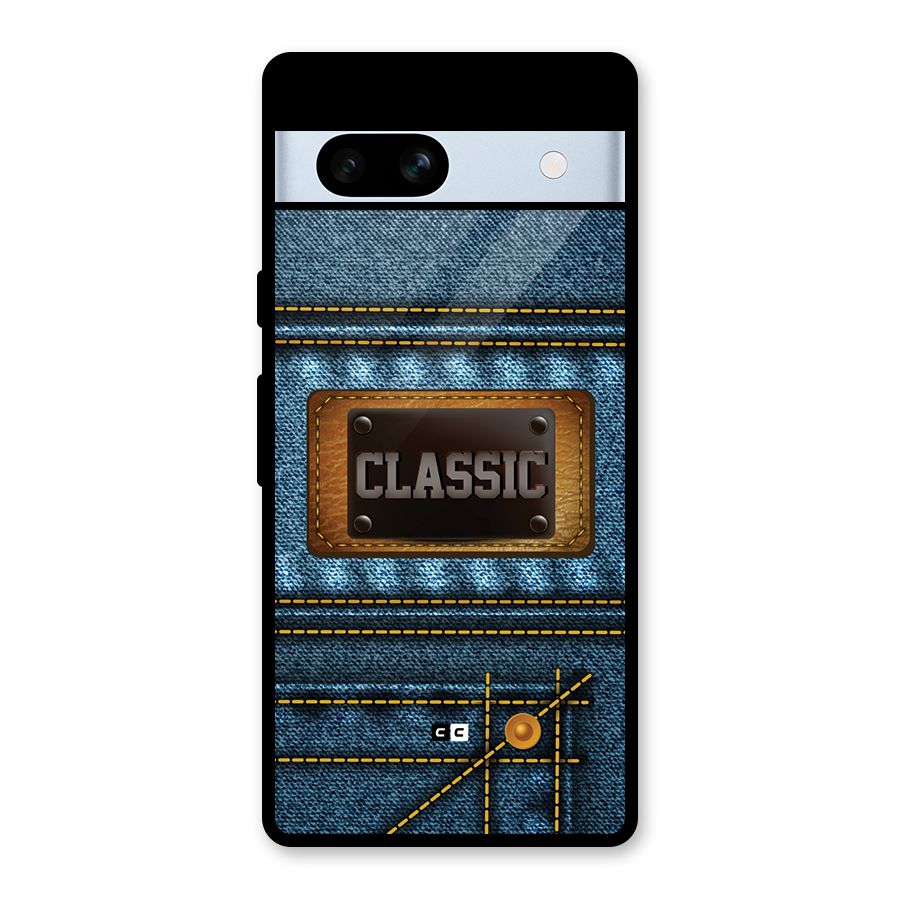 Classic Denim Glass Back Case for Google Pixel 7a