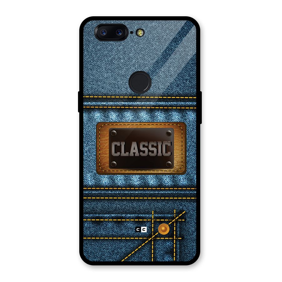 Classic Denim Glass Back Case for OnePlus 5T
