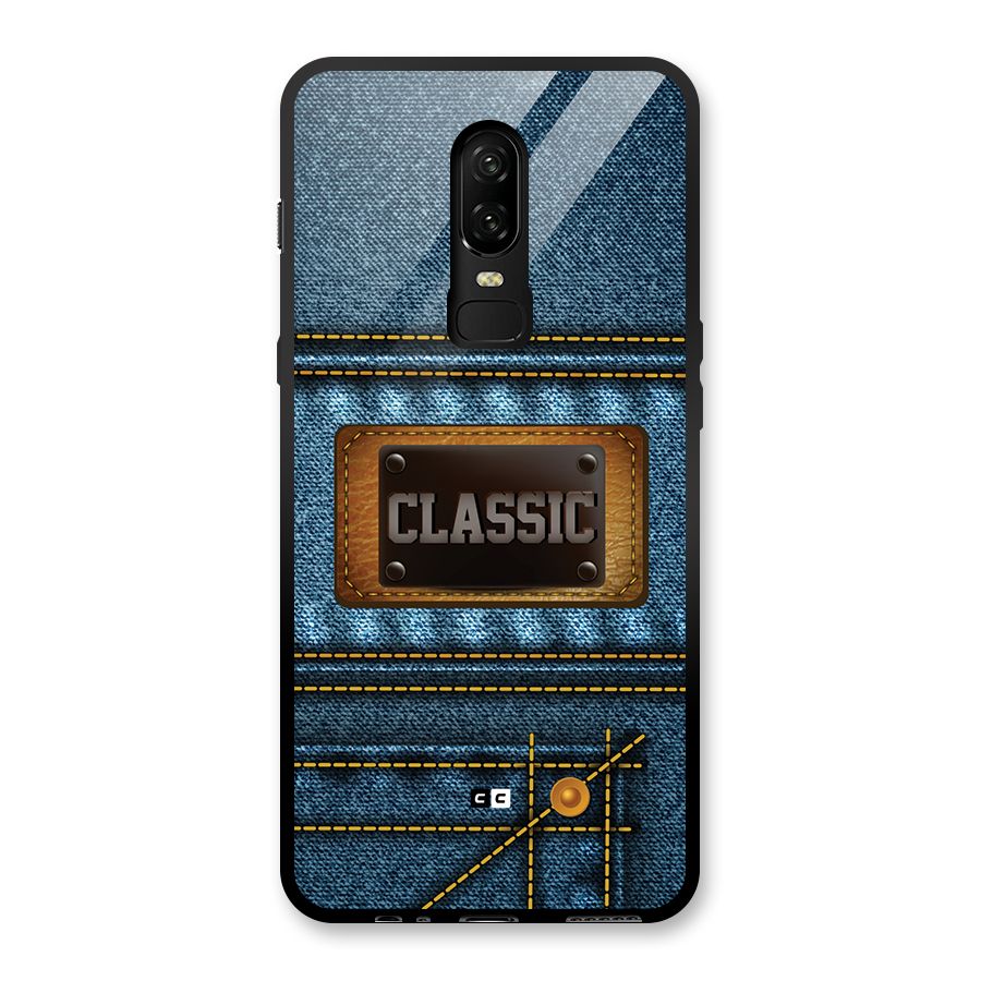 Classic Denim Glass Back Case for OnePlus 6