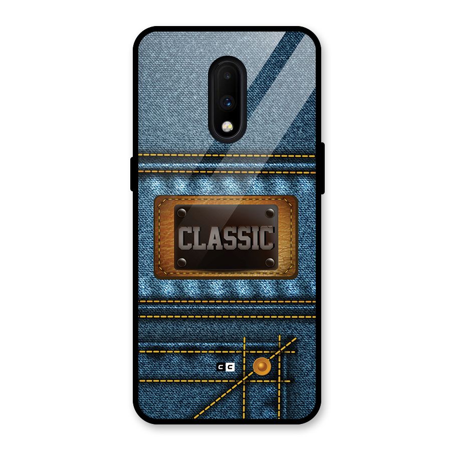 Classic Denim Glass Back Case for OnePlus 7