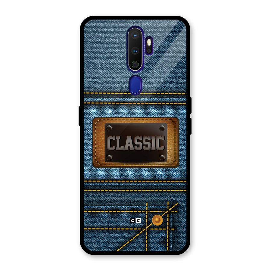 Classic Denim Glass Back Case for Oppo A9 (2020)