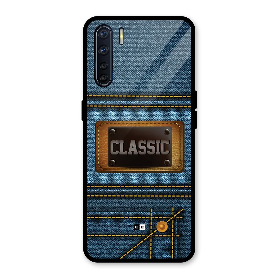 Classic Denim Glass Back Case for Oppo F15