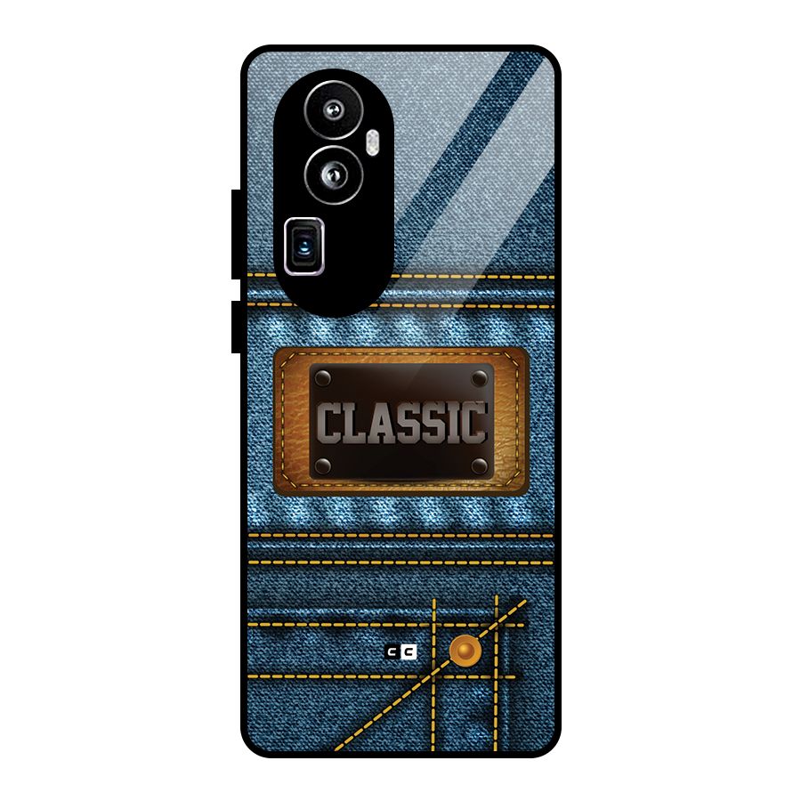 Classic Denim Glass Back Case for Oppo Reno10 Pro Plus
