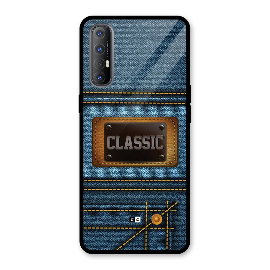 Classic Denim Glass Back Case for Oppo Reno3 Pro