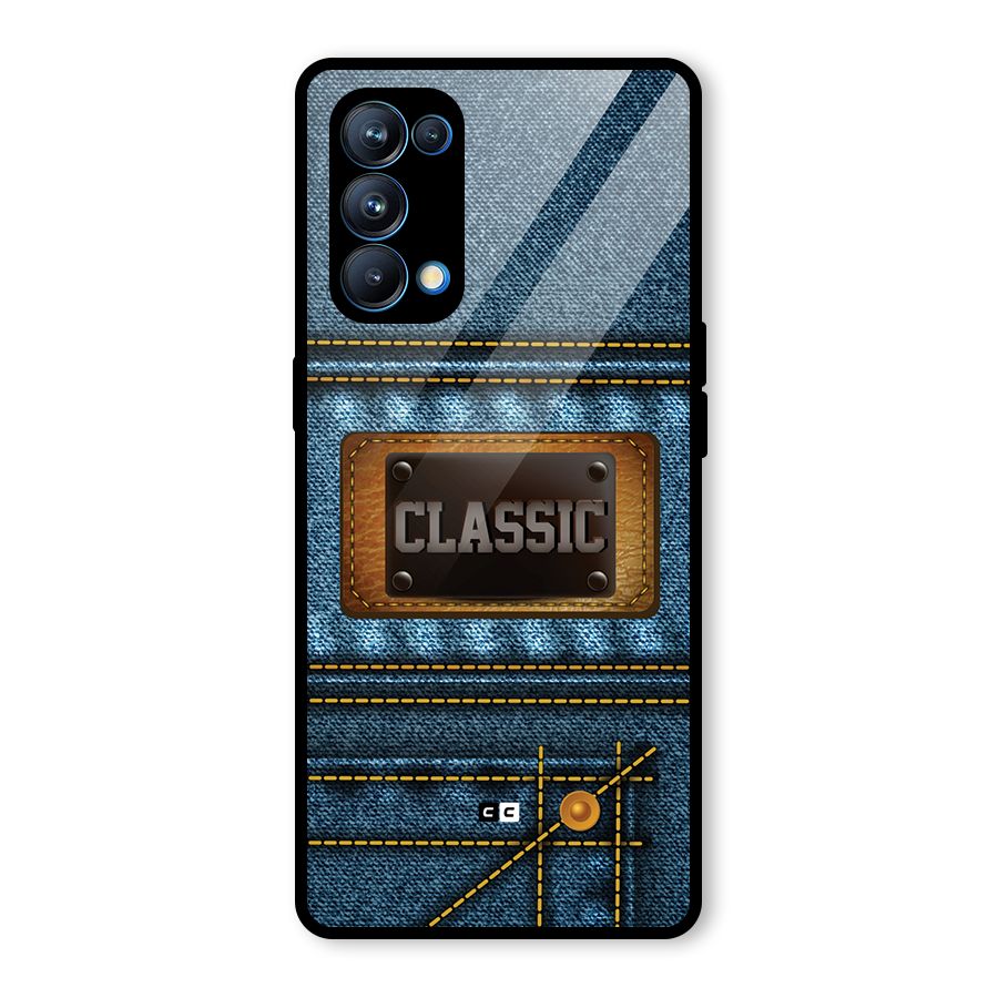 Classic Denim Glass Back Case for Oppo Reno5 Pro 5G